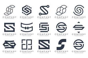 Abstract collection with letters S logo design. creative design logotype S with black colors.