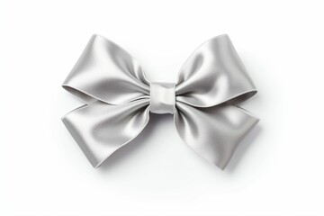 silver ribbon bow in bright silver white grey color - Generative AI