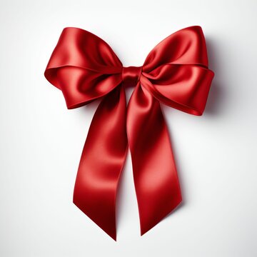 red satin ribbon and bow - Generative AI