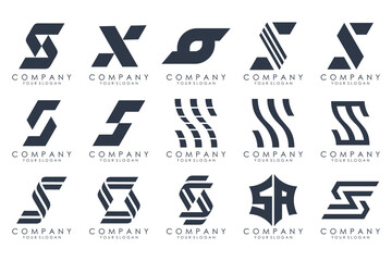 Fototapeta premium Abstract collection with letters S logo design. creative design logotype S with black colors.