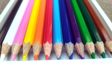 many drawing colour pencil in a box