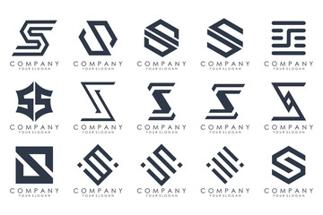 Abstract collection with letters S logo design. creative design logotype S with black colors. - obrazy, fototapety, plakaty