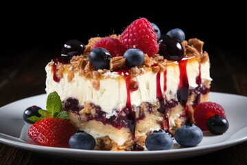 raspberry and blueberry cheesecake