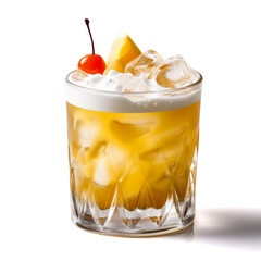 Cocktail whiskey sour, isolated on white background
