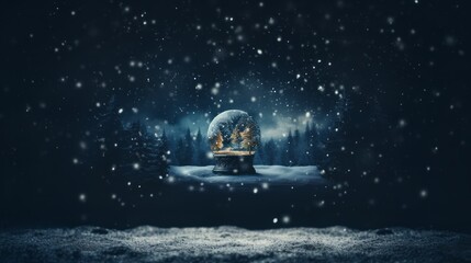 A snow globe in the snow.