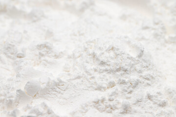 Pile of Wheat starch as background, spice or seasoning as background. close-up of wheat starch