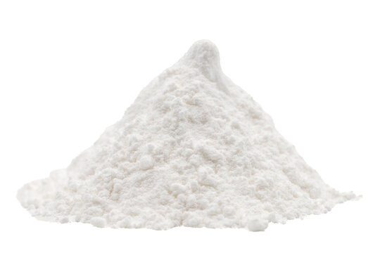 Wheat starch isolated on white background. Pile of Wheat Starch. close up