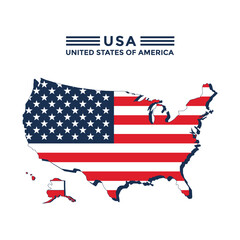 United State of America maps vector. USA map with flag vector