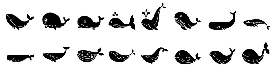 Baby whale icon vector set. Whale illustration sign collection. Sperm whale symbol. Sea life logo. © Denys