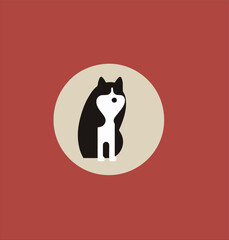Minimalism dog logo vector design. Japanese style