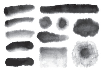 墨で描いた線や円のパーツ12点セット