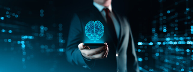 Digital Brain. Artificial intelligence AI machine learning Business Technology Internet Network Concept
