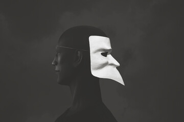 hypocrisy concept, man wearing a mask