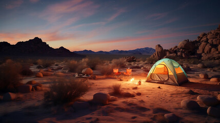 Fototapeta premium camping in the night in the middle of nowhere 
