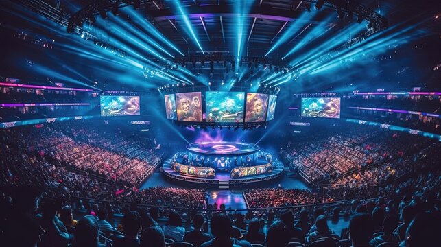 Impact of esports on the gaming industry, blurring the lines between gaming and professional sports. Witness the rise of esports as a legitimate form of competition. Generated by AI.