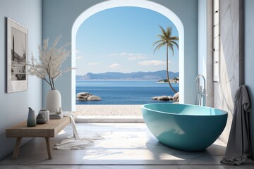 Exquisite High-End Bathroom Interior with a Close-Up of a Luxurious Freestanding Tub and Elegant Design