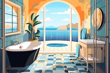 Obraz na płótnie Canvas Close-Up of a Luxurious bathroom design. Freestanding Tub in a Modern and Stylish Setting