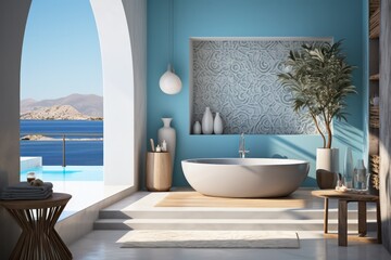 Close-Up of a Luxurious bathroom design.  Freestanding Tub in a Modern and Stylish Setting