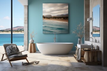 Close-Up of a Luxurious bathroom design.  Freestanding Tub in a Modern and Stylish Setting