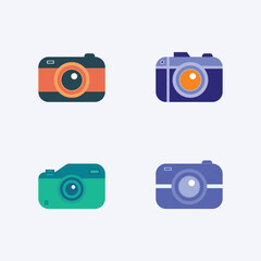 Vector camera logo icon collection pack. Colorful minimalist photography camera logo icon set