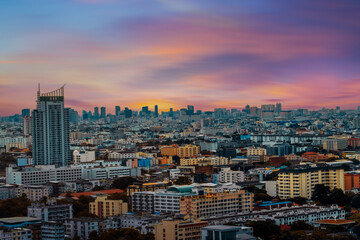 Aerial view of Downtown skyline Bangkok, 