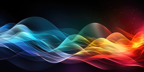 Abstract rainbow multicolor background, iridescent colors on dark