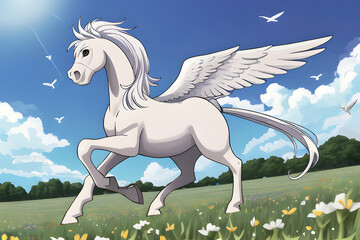 Obraz na płótnie Canvas Pegasus fantasy horse, Generative AI Illustration