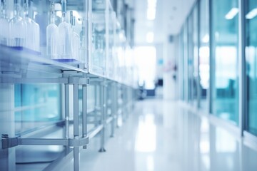 Fototapeta premium Blurred Interior Of Hospital Labs, Generative AI