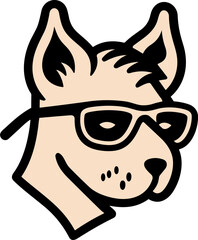 Dog Head with Glasses Logo Illustration