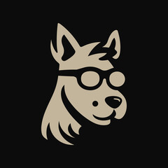 Dog Head with Glasses Logo Illustration