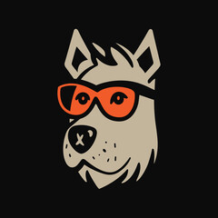 Dog Head with Glasses Logo Illustration