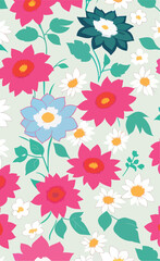 vector pattern of multicolored flowers