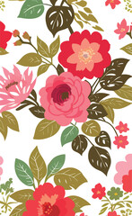 vector pattern of multicolored flowers