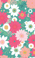 Fototapeta na wymiar vector pattern of multicolored flowers