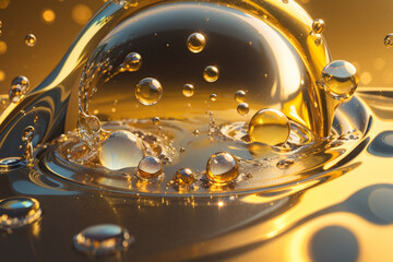 Colorful 3D rendering of oil floating on water, wonderful structure of colorful oil bubbles.