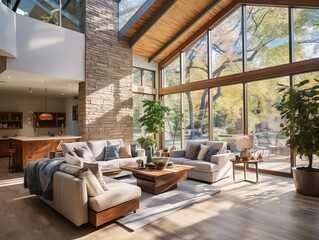 Modern home interior design idea, natural light, elegant and glamour. Generative ai