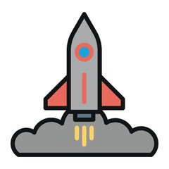 rocket sign symbol vector glyph color icon