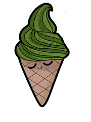 Green tea ice cream cartoon