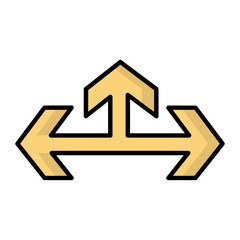 Three Side Arrow Thin Line Icon