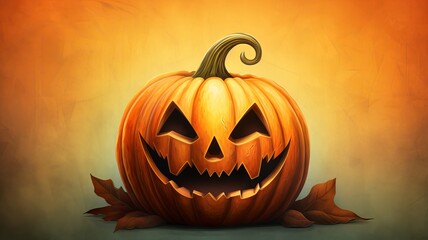 Scary Halloween pumpkin. jack o latern art. Halloween concept art. Generative ai