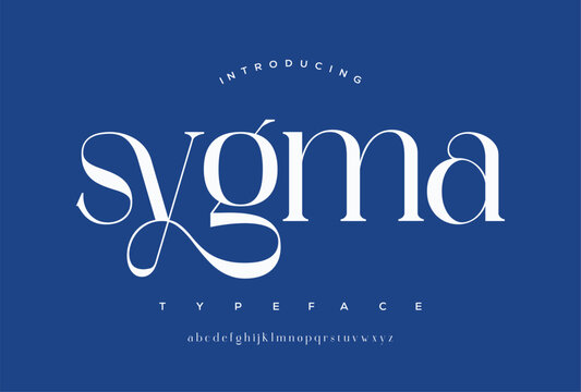 Naklejka Elegant Font Uppercase Lowercase and Number. Classic Lettering Minimal Fashion Designs. Classic Lettering Minimal Fashion Designs. Typography modern serif fonts regular decorative vintage concept.