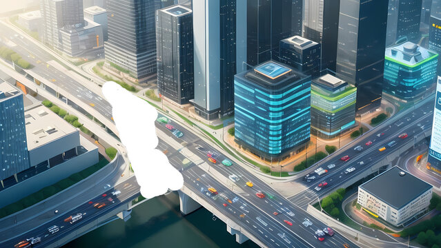 ville intelligente moderne, rendu 3D d'une interface de ville intelligente moderne, Generative AI