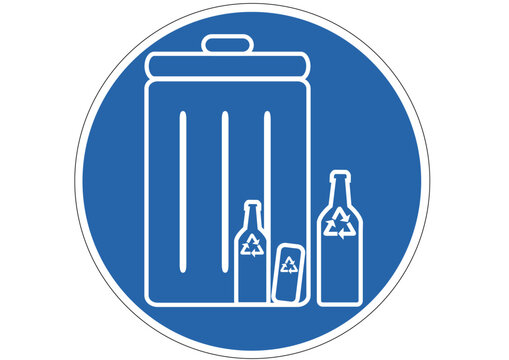 Gebotsschild Pfandflaschen vor Mülleimer