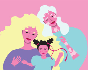 Different generations of women as a concept of growth and maturation, vector stock illustration