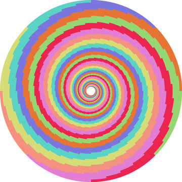Colorful motion spiral vortex circle vector illustration. Delicious candy ice cream circular swirl pattern design.