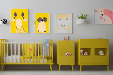 yellow themed nursery. generative ai