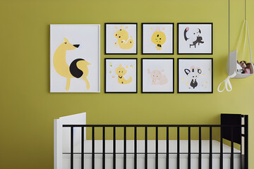 yellow themed nursery. generative ai