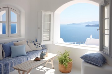 Mediterranean-Inspired Bedroom in a Greek Island Paradise. High end luxurious bedroom