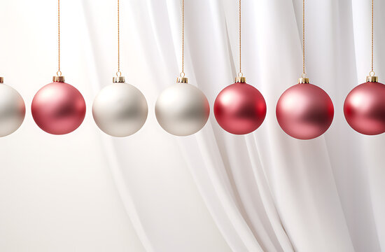 red and white christmas balls background