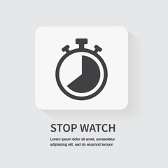 Stopwatch icon on white background. Design for apps and websites. Vector illustration